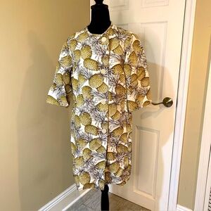 Lyn Devon Yellow Button 3/4 Sleeve Lightweight Jacket Sz 6 Tropical Resort Vacay